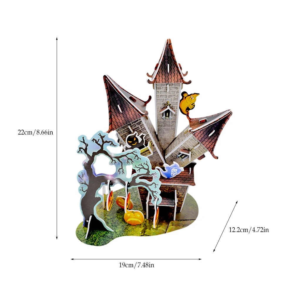 

51 Pieces Halloween Puzzle Set Durable Handmade Jigsaw Toy Decoration Halloween-themed Castle 3D Puzzle Gift For Children Adults