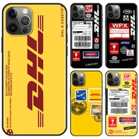 dhl express pattern phone case for iphone 11 13 12 pro max 13 12 mini xs xr x 8 7 6s 6 plus 5 5s se silicone fundas black cover