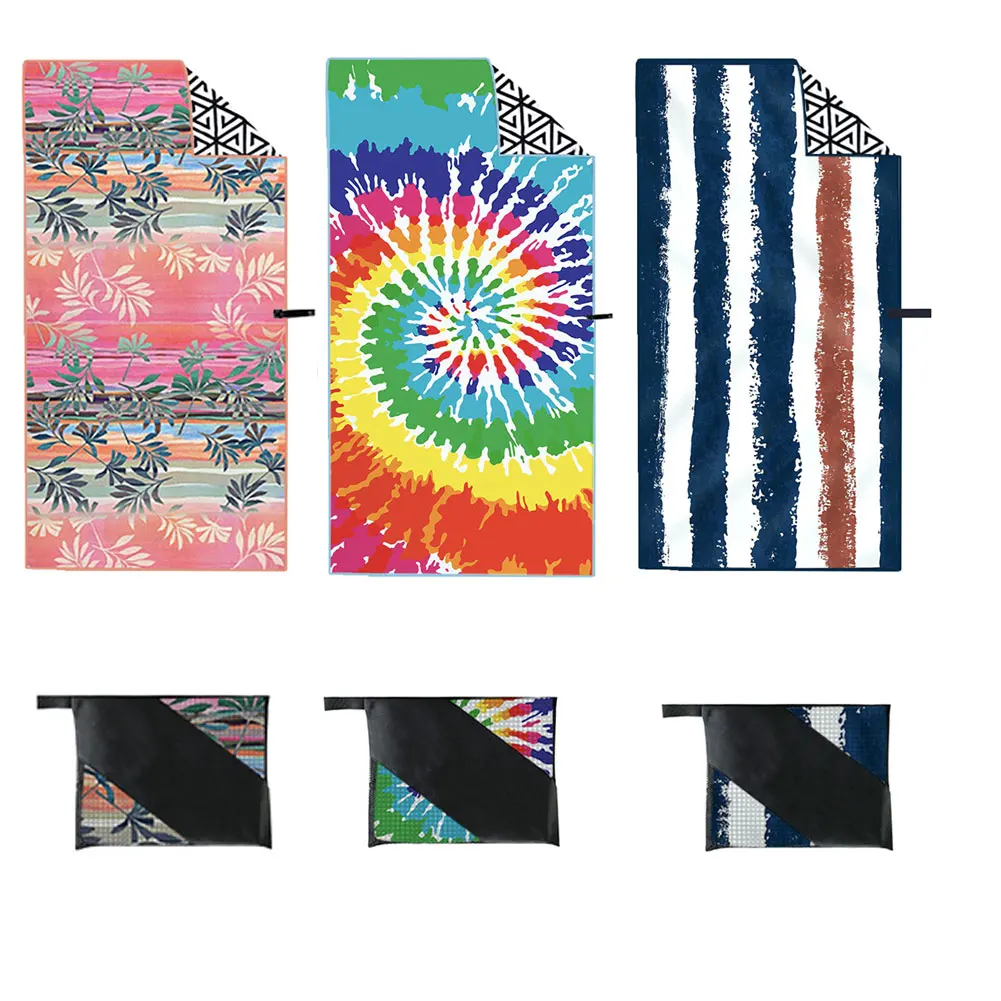 

Beach Towel Quick Drying Beach Bath Towel Microfiber Double-Sided Printing Soft Camping Comfortable Hiking Swimming 3 Style