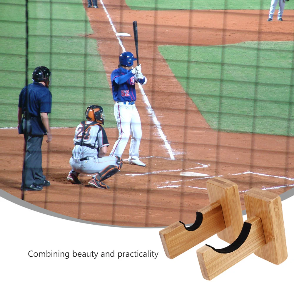 

2 Pair Baseball Bat Display Holder Horizontal Wood Baseball Bat Bracket Rack