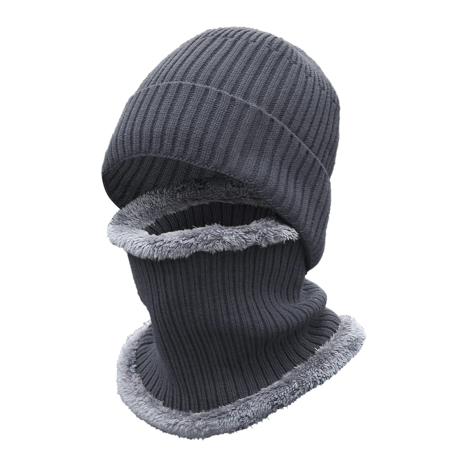 Шапка и шарф для бега теплый зимний комплект из шапки шарфа шарфы с кольцами