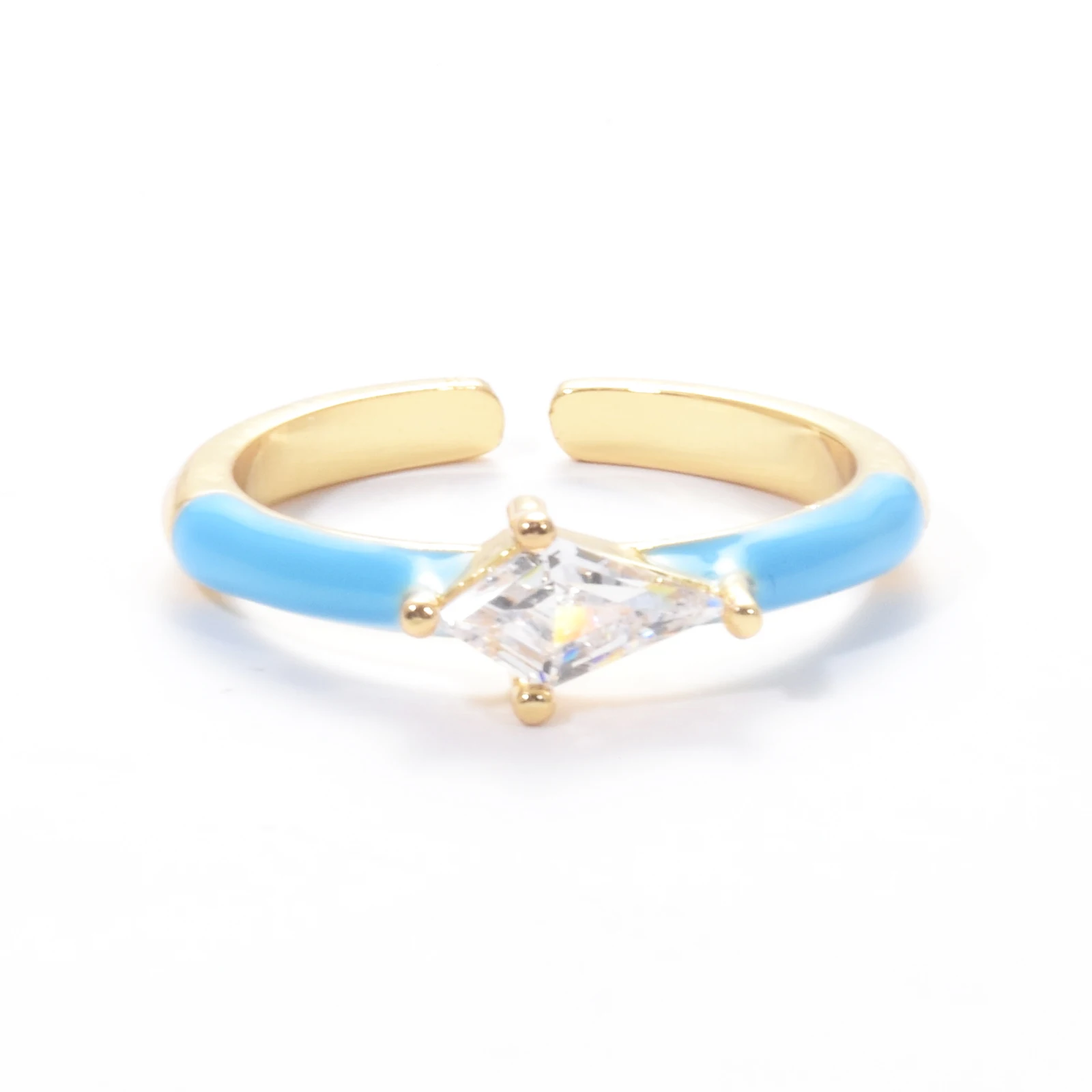 

INS Enamel Irregular Zircon Adjustable Opening Ring For Women, Gold Plated Eternity Band Finger Korean New Fashion Jewelry Ring