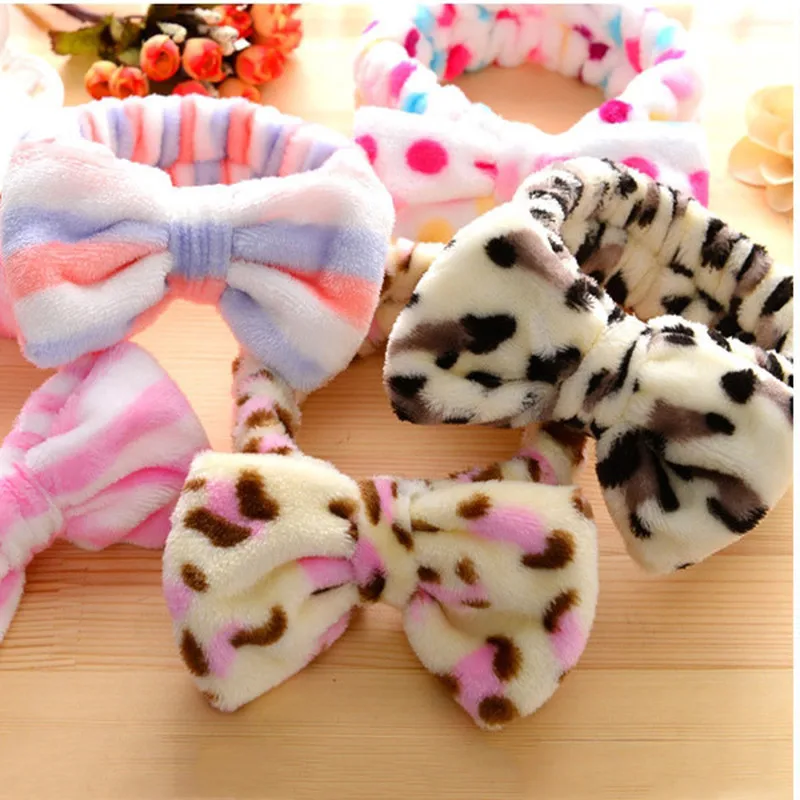 1 шт. бархатная повязка на голову в горошек с бантом для девочек Спа душа лица