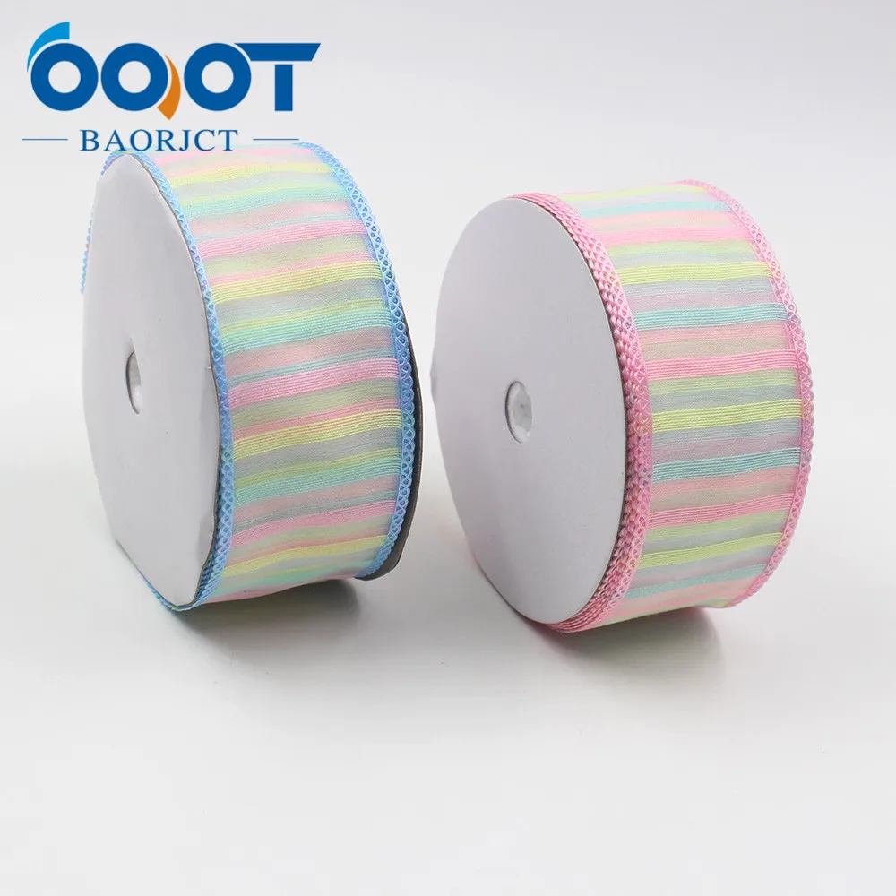 OOOT BAORJCT L-20325-186 38 мм 5 ярдов цветная Двусторонняя Цветочная прозрачная пряжа лента