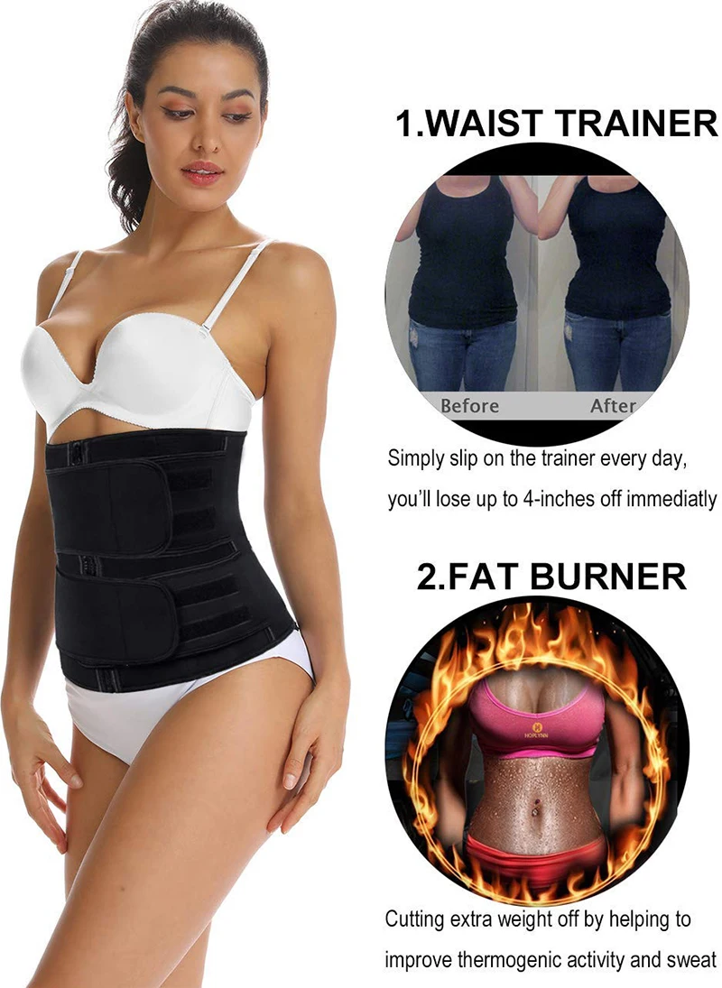 

XS-6XL Neoprene Sweat Waist Trainer Corset Trimmer Belt for Women Weight Loss Waist Cincher Shaper Slimmer Black Waist Trainer