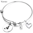 Браслет на запястье Женский, из нержавеющей стали, с инициалами браслеты с буквами, браслеты с буквами