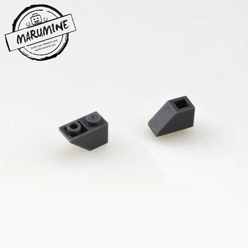 Серый MARUMINE кирпичи игрушки 200 шт./лот 2x1 перевернутый склон кирпич MOC строительные блоки Совместимые образовательные DIY игрушки Классический создатель - Цвет: Серый