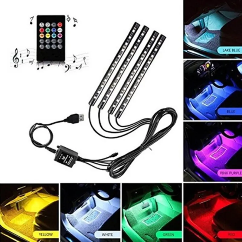 

Светодиодная лента Mayitr RGB, декоративное светильник, музыка, управление звуком, несколько подсветильник ок салона автомобиля, атмосфера, под...