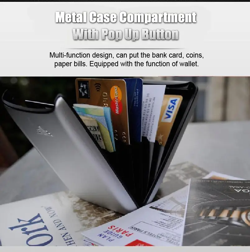 

Secure RFID Deposit and Withdrawal Wallet Multi-Functional Card Holder Storage for Credit Cards Cash Durable Aluminum Box Case