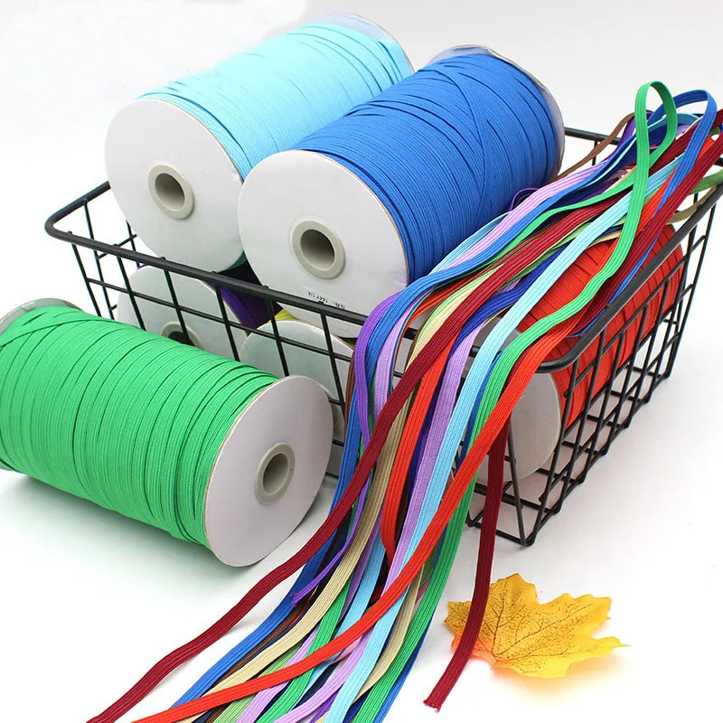 Bandas El&aacute;sticas blancas y negras de colores, cuerda de goma, cinta de licra, costura de encaje, cinta de cintura, accesorio de ropa, 100y, 6mm-2