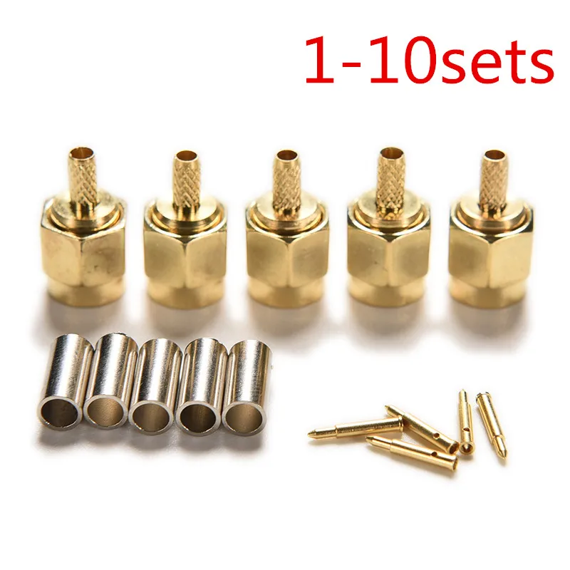 

1-10Sets SMA Male Plug RF Coax Connector Crimp For RG316 RG174 LMR100 Cable Straight Goldplated Drop Shipping