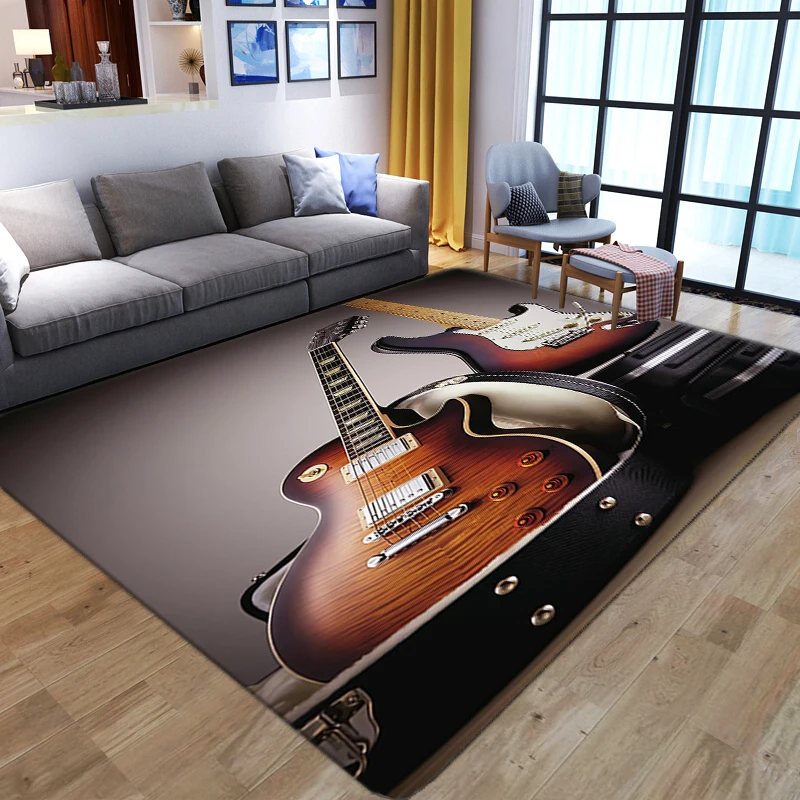 

Bathroom floor Mat Soft Flannel Carpets Kid Play Living Room Floor Anti Slip Rugs Dream guitar 3D print Bedroom Home Decoration