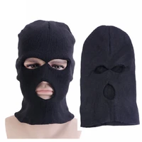 3 holes unisex warm mask hat full face mask black knitted ski snowboard hat cap hip hop prom party beanie