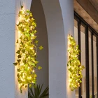 Светодиодная гирлянда из искусственных растений, подвесной светильник сделай сам в виде зеленых листьев плюща, лозы, лампочек с кленовыми листьями, 2 м