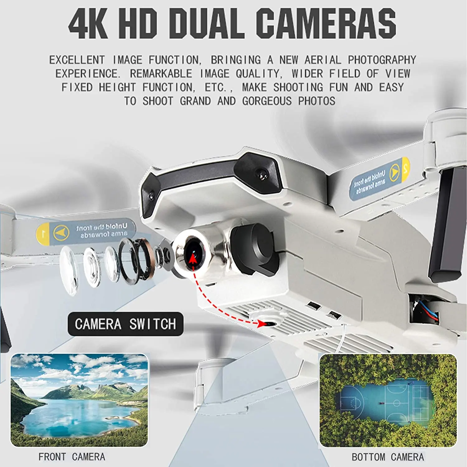 Квадрокоптер EBOYU CSJ X2 складной с FPV-камерой Wi-Fi 4K HD | Игрушки и хобби