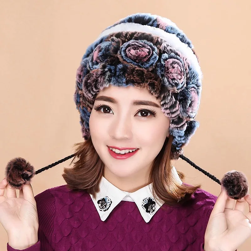 Модная меховая шапка для девушек женская зимняя из натурального меха кролика