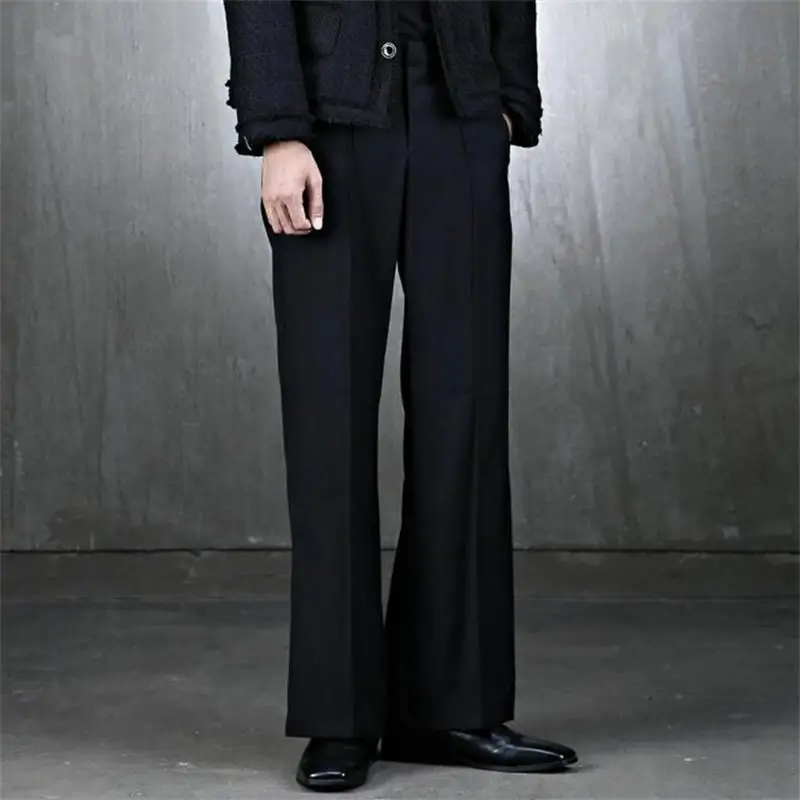 Men's Bell-Bottom Trousers Spring And Autumn New Pure Color Leisure Straight Tube Simple Leisure Loose Large Pants