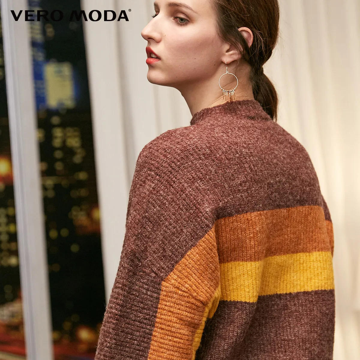 Vero Moda свитер женский женский свободный свитер в полоску с открытыми плечами | 318413531