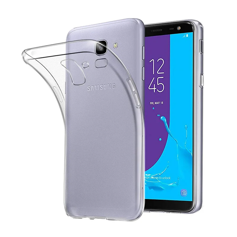 Прозрачные чехлы-Бампер для Samsung Galaxy J6 2018 мягкий силиконовый чехол из ТПУ камеры
