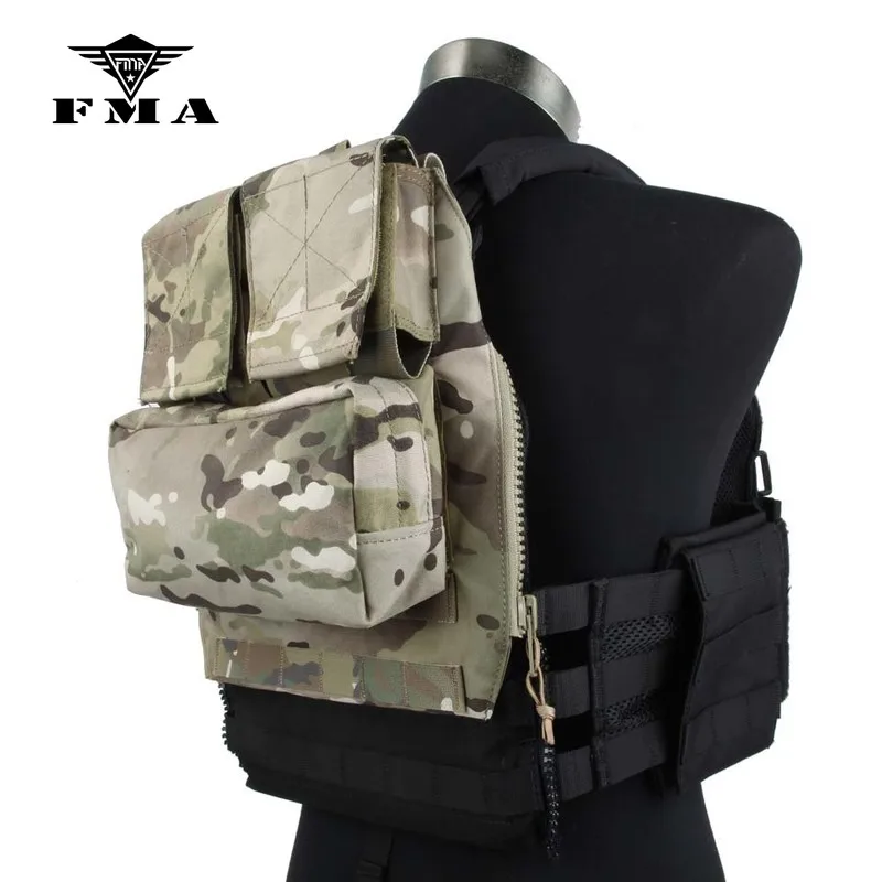 FMA Tactical Vest Zipper Pack Pouch MC Zip-On Panel for JPC CPC AVS Military Molle Bag 500D Fabric | Спорт и развлечения