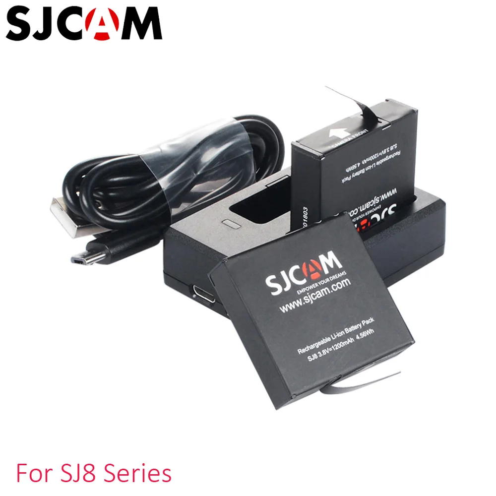 SJCAM SJ8 серии батареи и два порта зарядное устройство оригинальные аксессуары для SJ8 PRO/SJ8 PLUS/SJ 8 AIR S порты экшн-камер