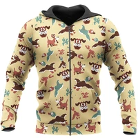 cute animal 3d all over printed funny zipper hoodies autumn fashion sweatshirt men women harajuku casual jacket