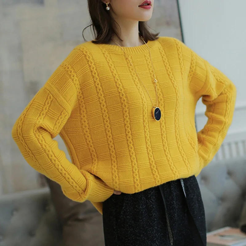 Женские свитера H.SA теплый пуловер и джемперы с круглым вырезом из мохера вязаные