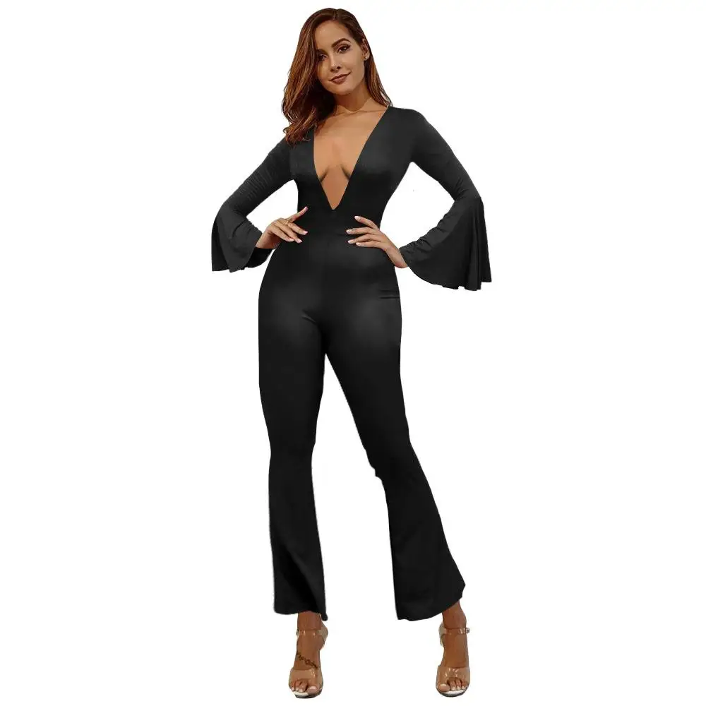 Сексуальные вечерние комбинезоны с длинным рукавом для клуба женские штаны