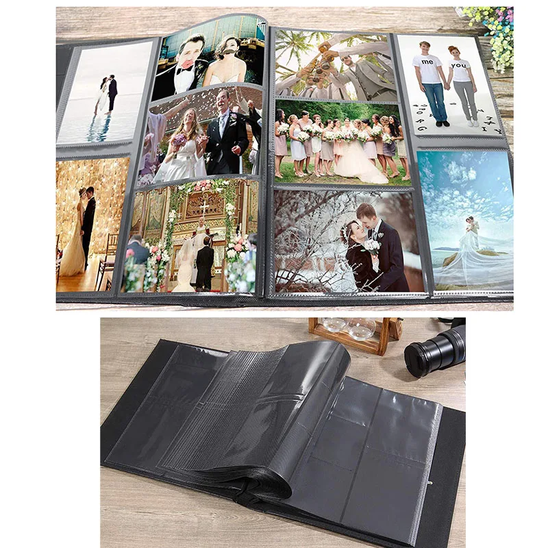 Фотоальбом 4x6 дюймов 400 карманов большой объем кожаный чехол для свадьбы семьи