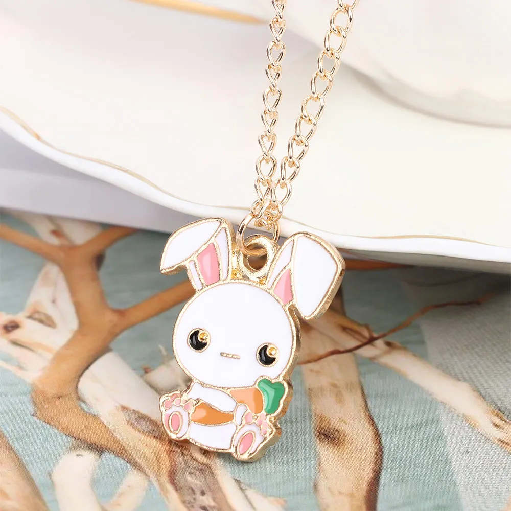 Кулон с эмалью милый мультяшный Кролик морковь модное ожерелье высокого