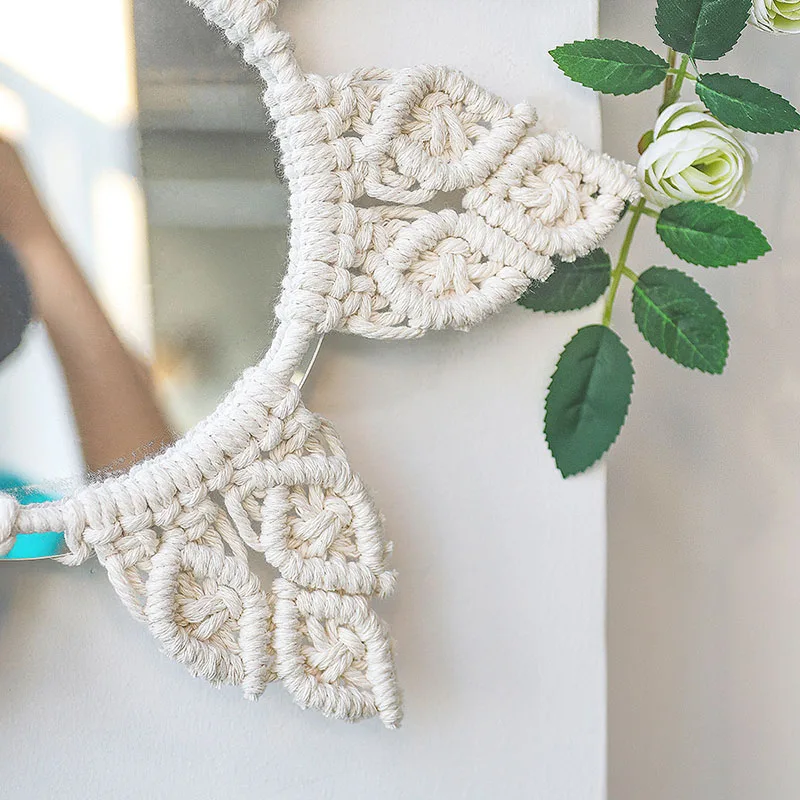 Boho Macrame Wall Hanging Mirror Creative Handmade Woven Tapestry Decoration for Home Living Room Bedroom LI | Дом и сад