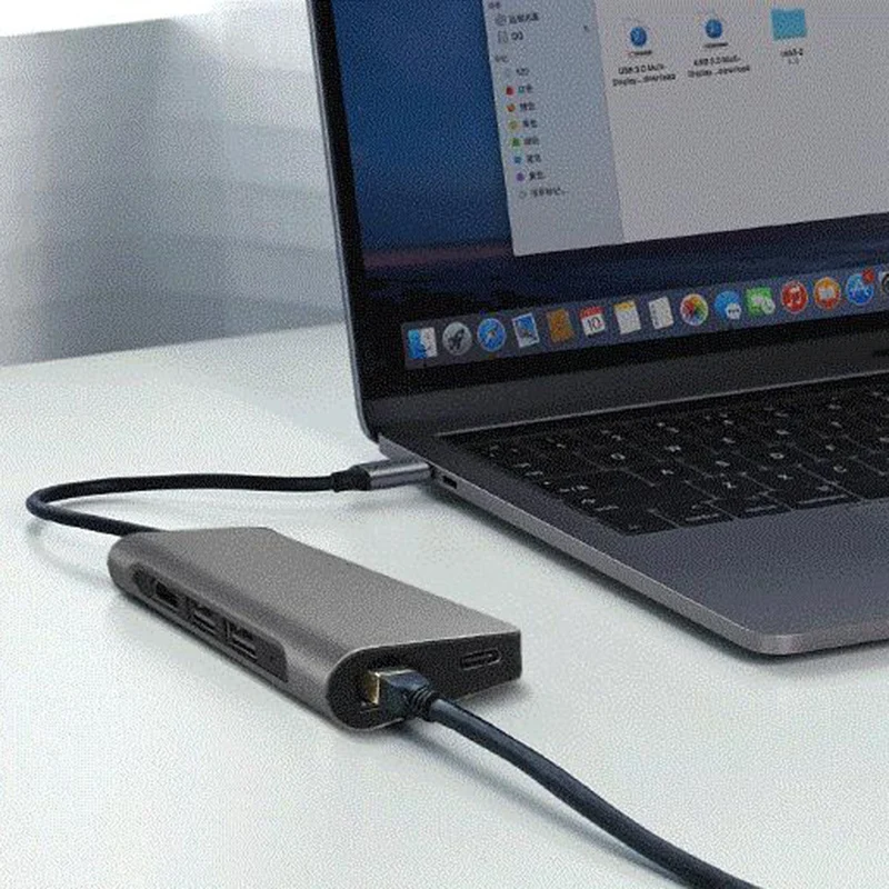 Адаптер 7 в 1 TC71N TYPE C для USB 3 0x2 + HDMI SD/TF кардридер RJ45 серебристо серый|Сетевые