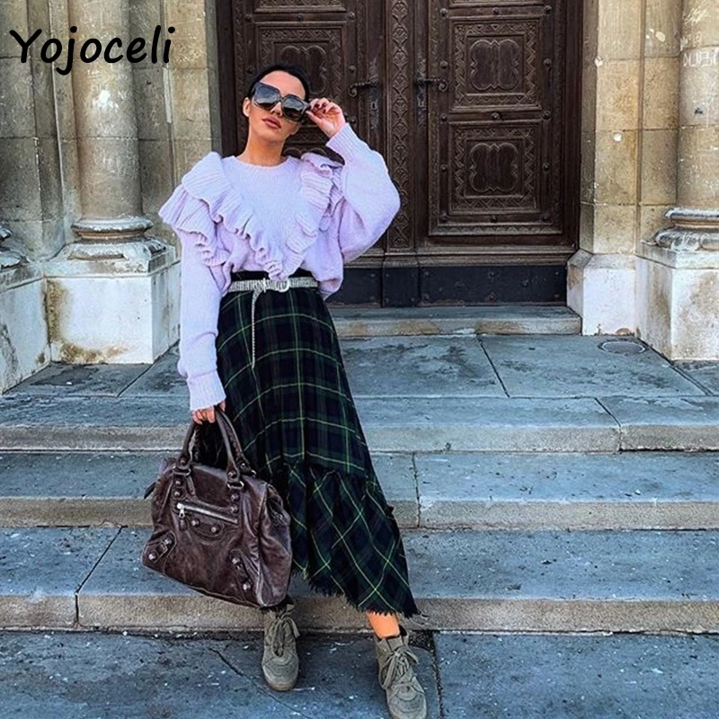 Уличная одежда Yojoceli милый свитер с оборками Женский крутой вязаный пуловер