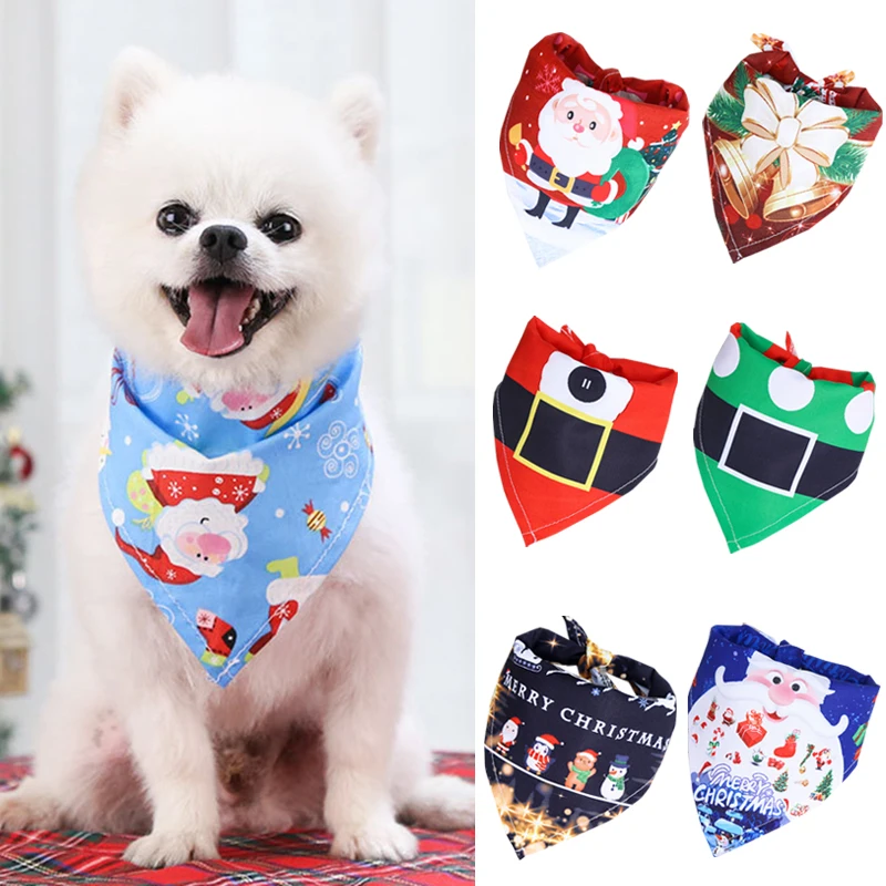 

Christmas Pet Bandanas Collar for Dogs Cats Cotton Triangular Bibs Scarf Collar Saliva Towel Pet Grooming Puppy Accessories