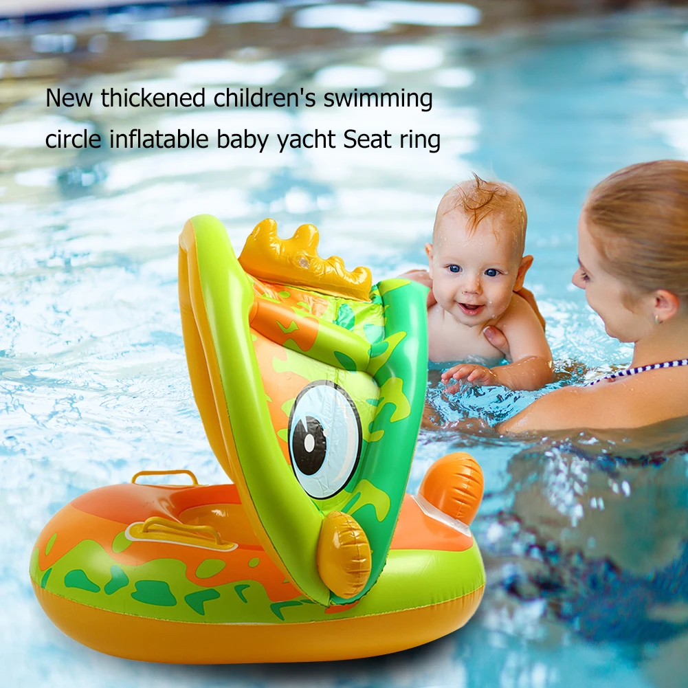 

Плавательный круг в форме динозавра, надувной круг для малыша с трубой, детское безопасное сиденье, тент, яхта, Детская летняя водная игрушк...