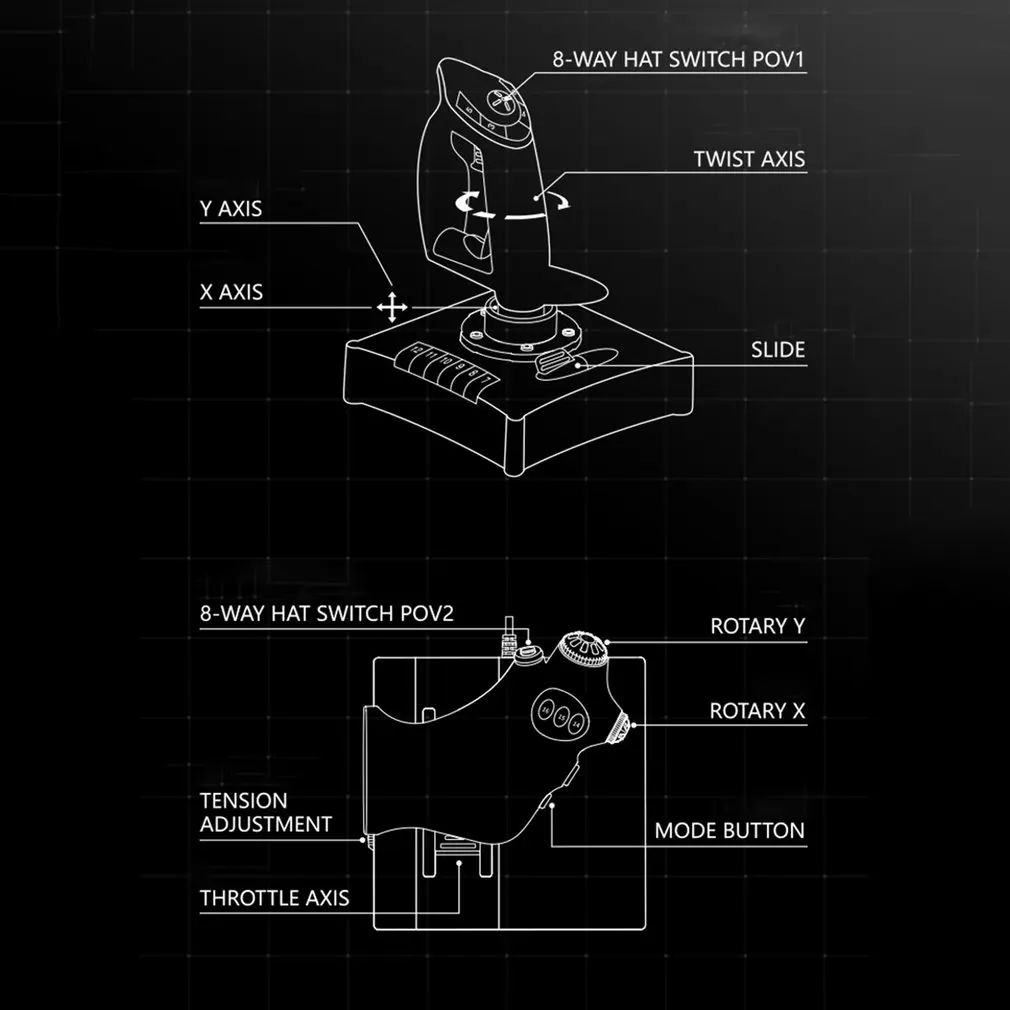 Полетный джойстик Ручной USB-симулятор контроллер с двойной вибрацией для Microsoft