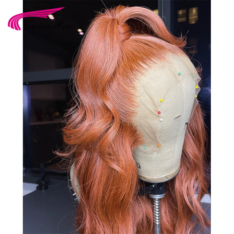 Светильник-оранжевый имбирный цвет 13x4 фронтальные парики на сетке 180%