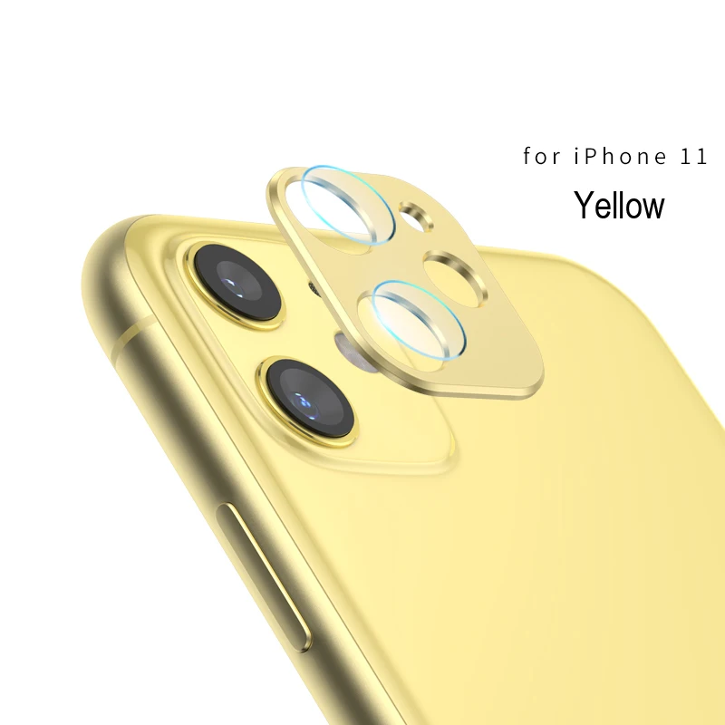 Yellow with Glass Защита для экрана камеры для iPhone 11 pro max+ задняя крышка для объектива защитный чехол для Apple iPhone 11 XR стеклянная пленка аксессуары - Цвет: Yellow with Glass