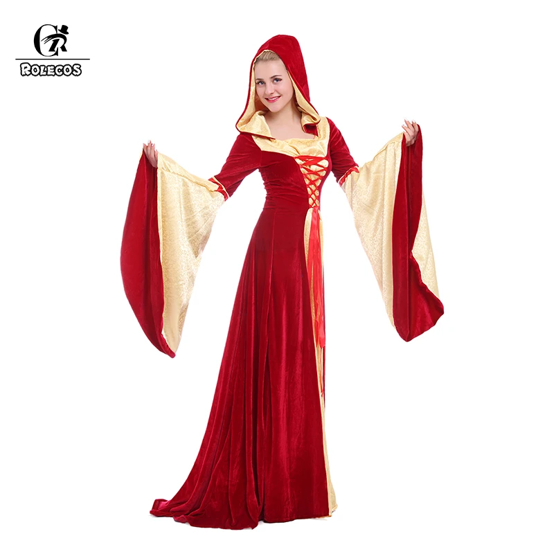 Распродажа красное женское платье ROLECOS для Хэллоуина в средневековом стиле