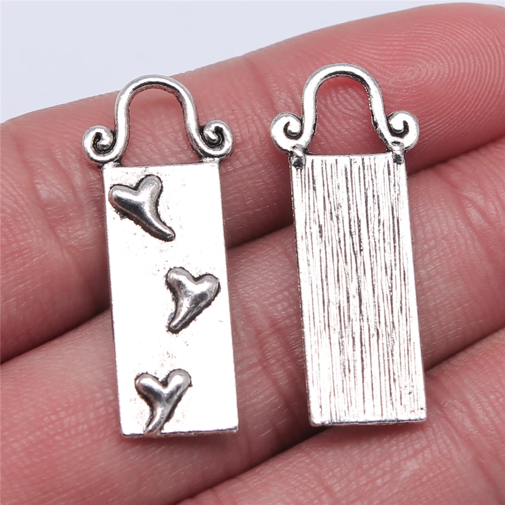 

10pcs 31x10mm Hearts Charms Antique Silver Plated Pendant Charms For Jewelry Making Jewelry Accessories