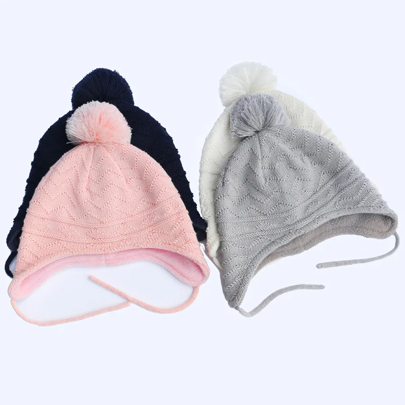 Милая детская шапка, мягкая хлопковая шапочка для новорожденных, двухслойная теплая зимняя шапка для детей, вязаные детские шапки для мальчиков и девочек 0-18 месяцев