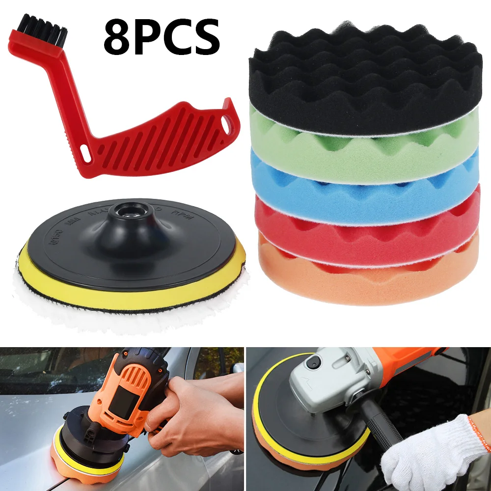 

8pcs 6inch Car Polishing Sponge Pads Kit Buffing Sponge Car Polisher Waxing Pads for Polishing Removes Scratches Hand Tool Kit