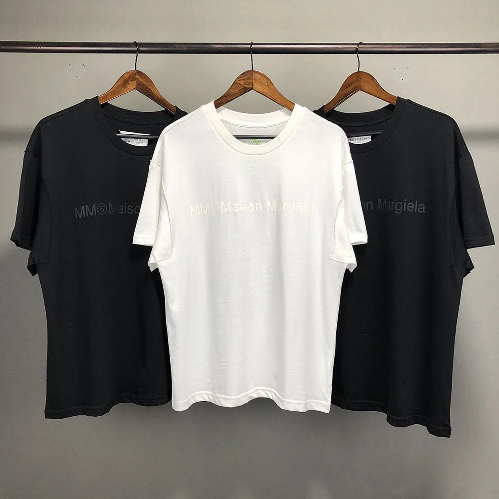

Martin 1:1 cotton white t shirt men and women letter print logo simple loose super large black neutral black t-shirt