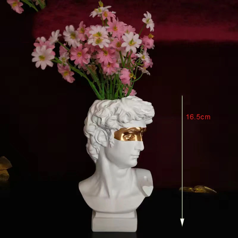 Creative Resin Imitation Plaster Vase Colorful David Sculpture Head Flower Arrangement Accessories Venus Home Decorations | Дом и сад