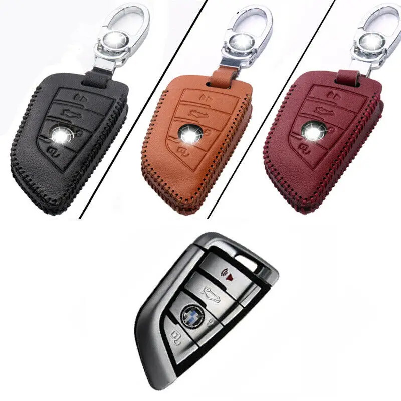 

PU Leather 4 Buttons Keyless Entry Remote Key Fob Protector Case Cover For BMW B