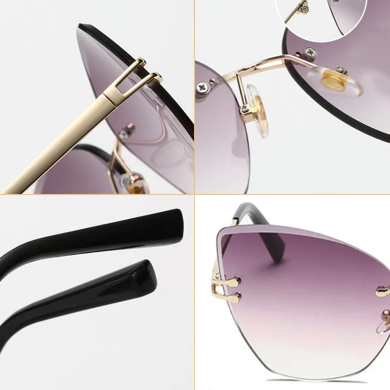 Солнцезащитные очки без оправы винтажные кошачий глаз | Аксессуары для одежды