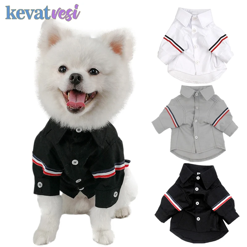 

Gentleman Dog Clothes Spring Summer Shirt for Small Medium Dog British Style Dog Wedding Suit Chihuahua Pug T-Shirt Pet Clothing