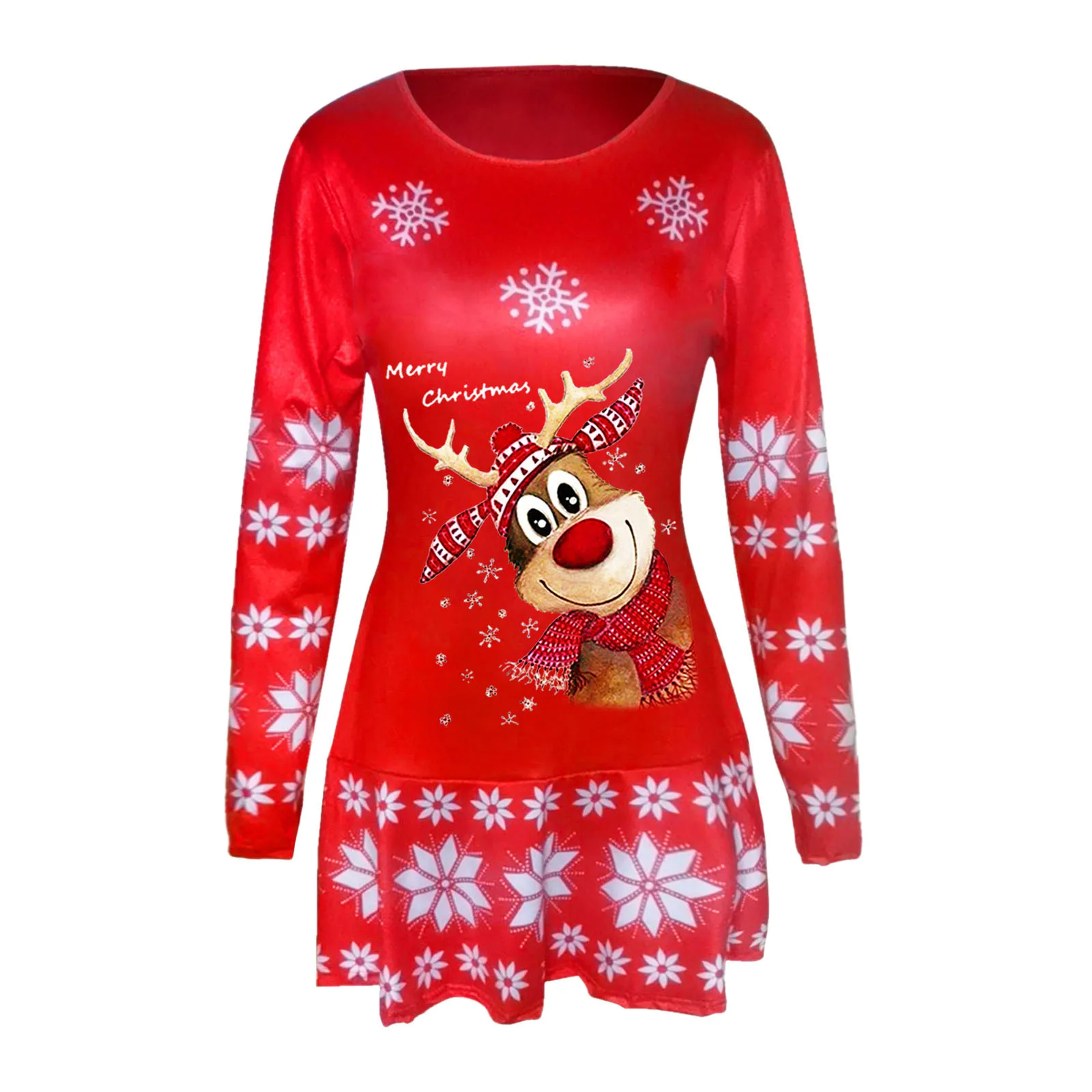 Women's  Christmas Dress Elk print Autumn And Winter New Long-sleeved Casual Sexy Dresses Female Bodycon Mini Dresses NEW