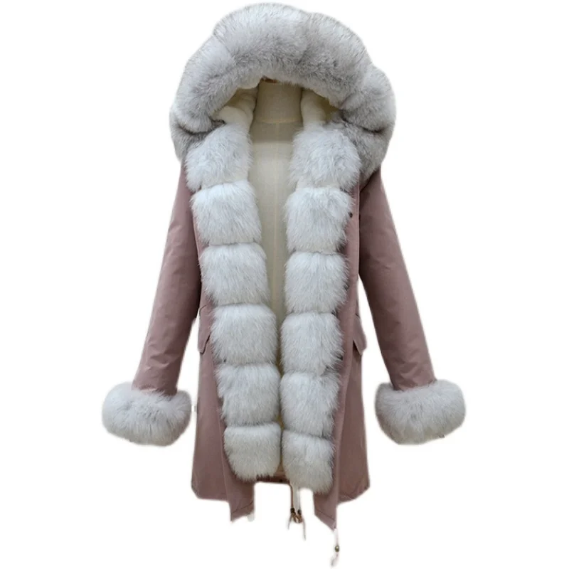 

2021 winter Women coat black jackets outwear thick parkas natural real fox fur coat Women's jacket Women's fur coat