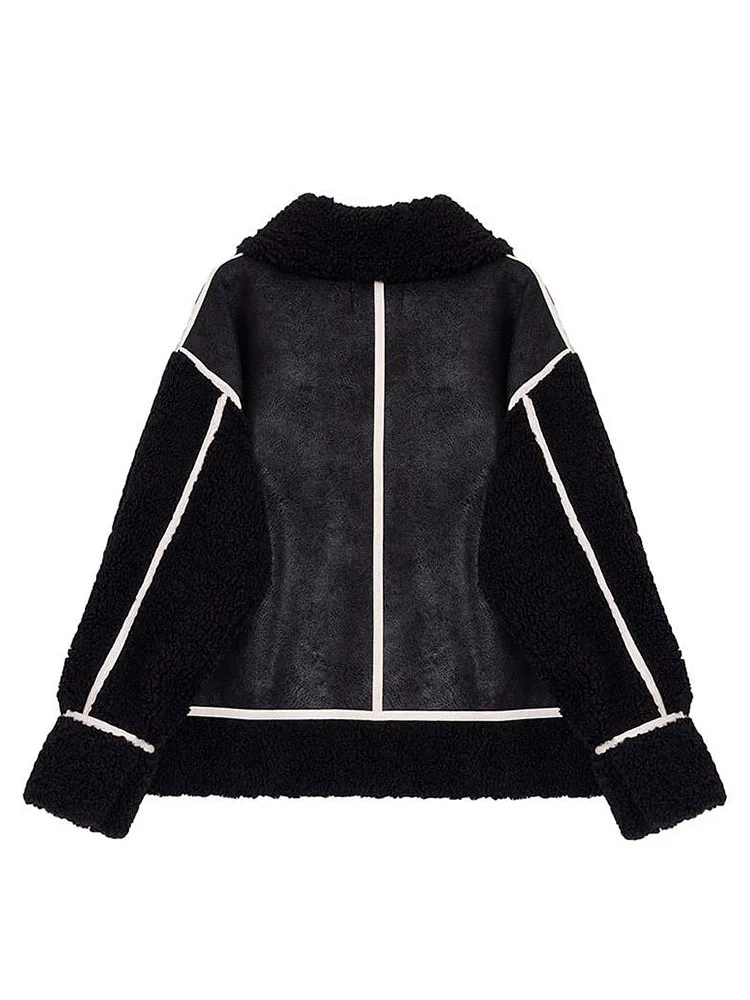 Женские Зимние Куртки из искусственной овечьей кожи винтажные уличные